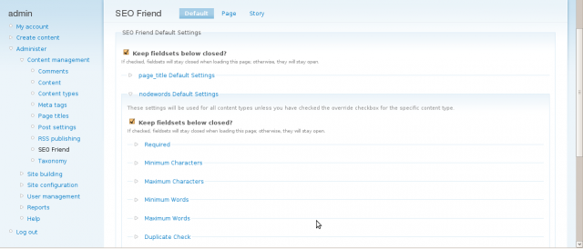 SEO Friend Default Settings