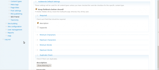 SEO Friend Nodewords Settings
